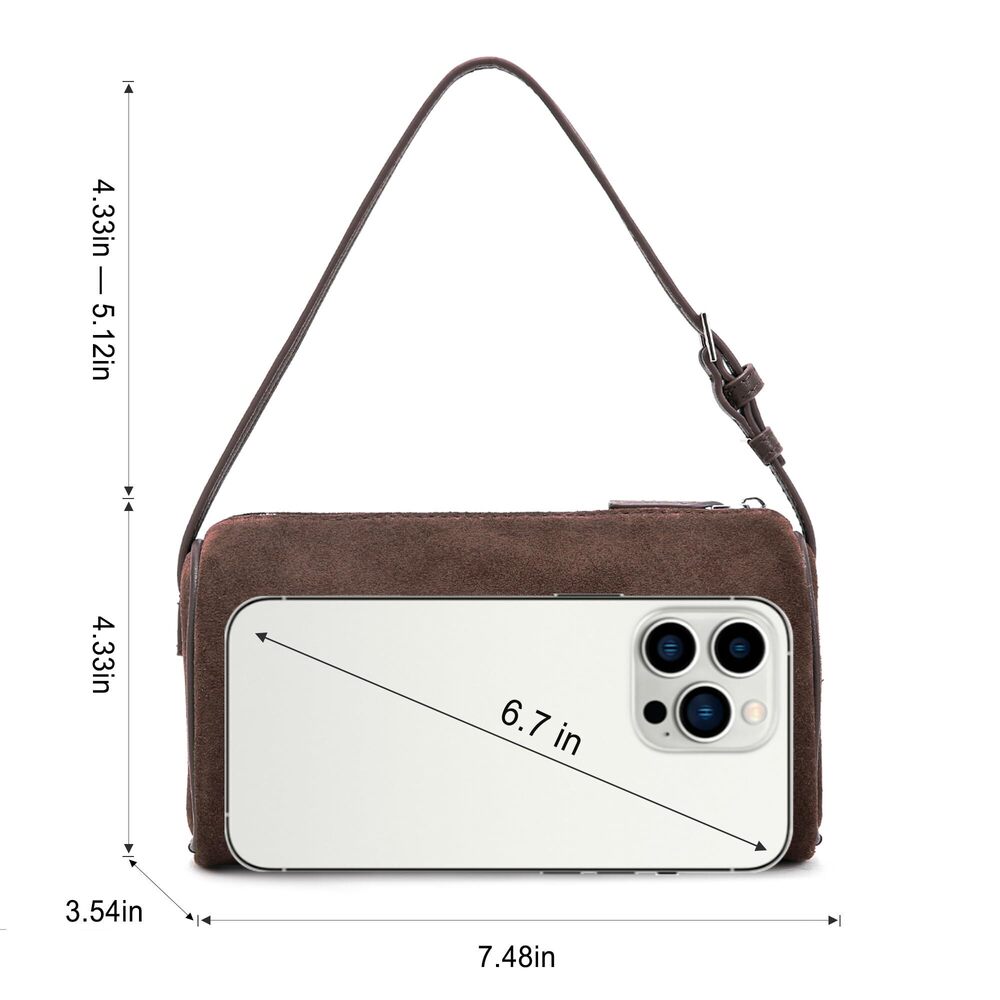 2417 Suede Leather Crossbody Bag : Small Barrel Purse - Designer Hobo Bags - Picture 6 of 7